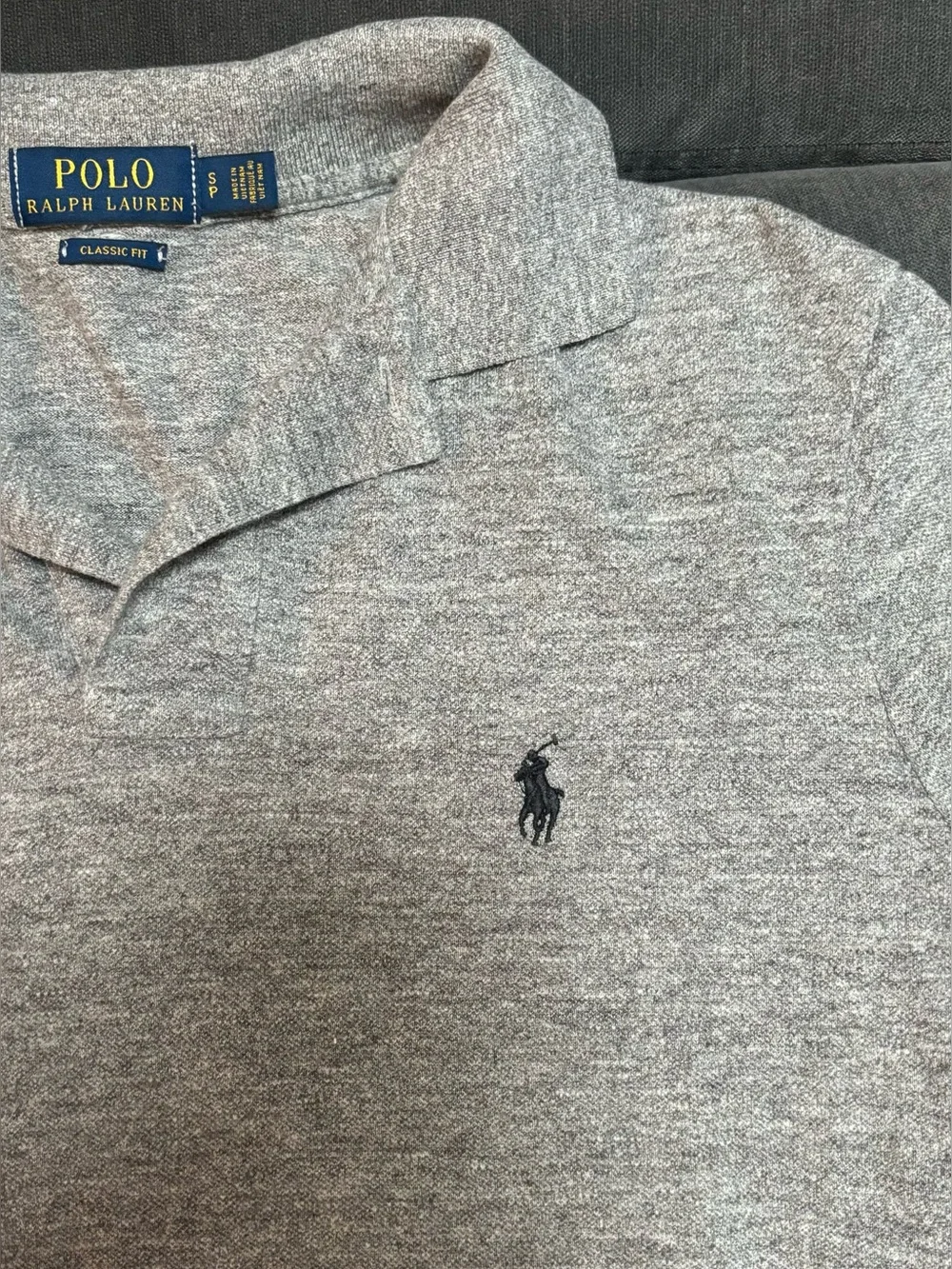 Ralph Lauren Heather Gray Polo Shirt with Navy Pony